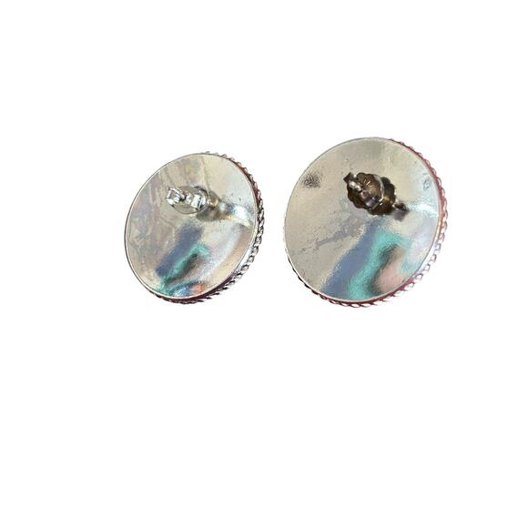 Vintage Montana Silversmiths Floral Round Concho Earrings Red Rhinestone Western - Picture 3 of 8